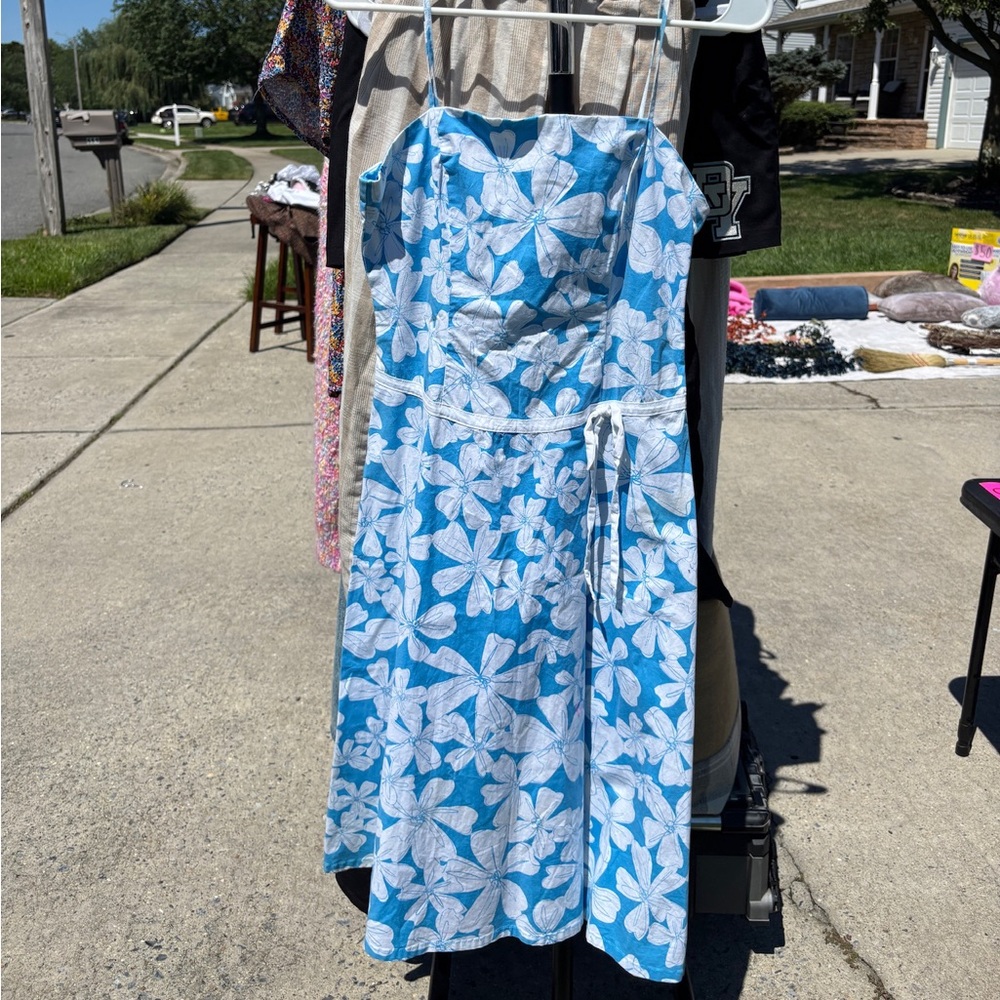 New York & Company Blue and White Floral Dress